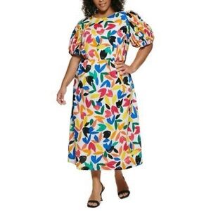 Calvin Klein Women's Multicolor Maxi Cap Sleeve Dress
